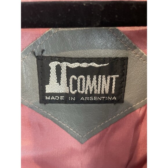 COMINT Genuine Leather Jacket Made in Argentina Size 9/10 Gray Vintage 1980s - Picture 6 of 9